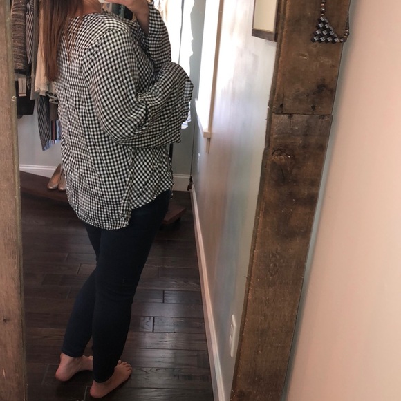 Mossimo supply Co XL checkered bell sleeve top - Picture 3 of 6